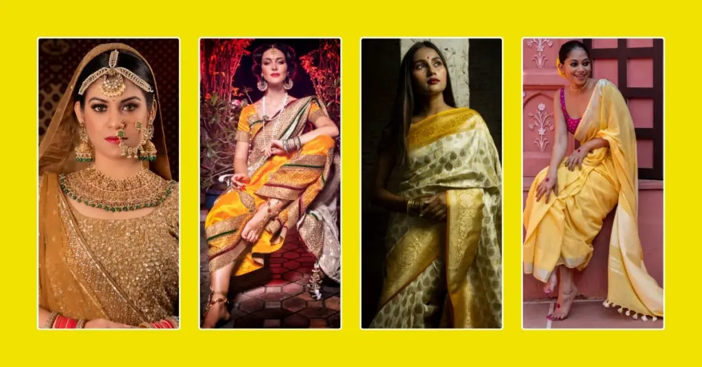 200 Golden Saree Captions with Emojis for Instagram and Social Media