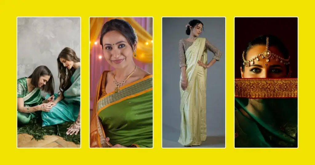 200 Green Saree Captions with Emoji for Instagram and Social Media Posts