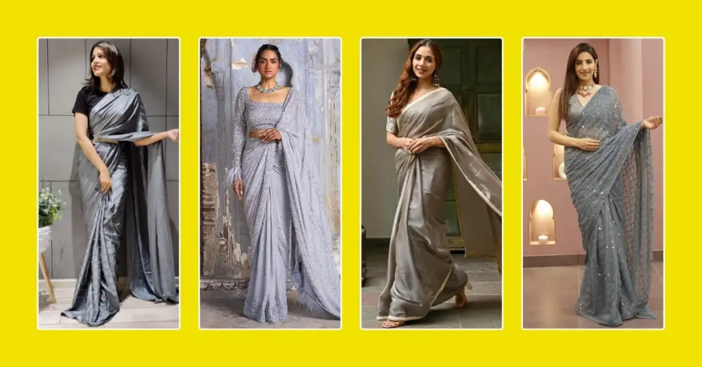 200 Grey Saree Captions with Emojis for Instagram and Social Media.