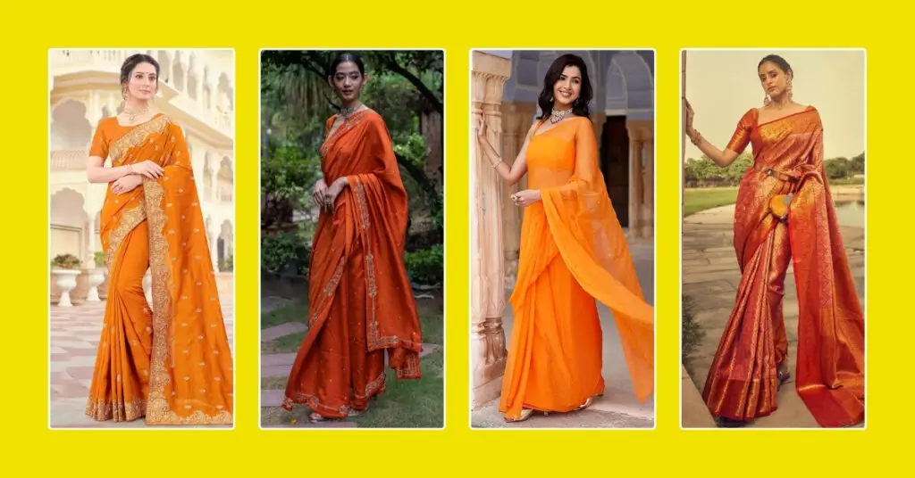 200 Orange Saree Captions with Emoji for Instagram and Social Media